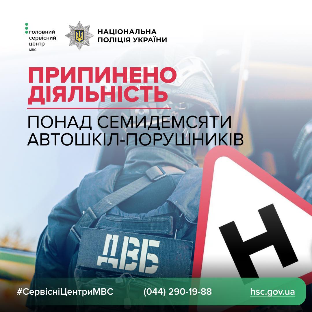 Нацполіція та Головний сервісний центр МВС припинили діяльність більше 70 автошкіл-порушників