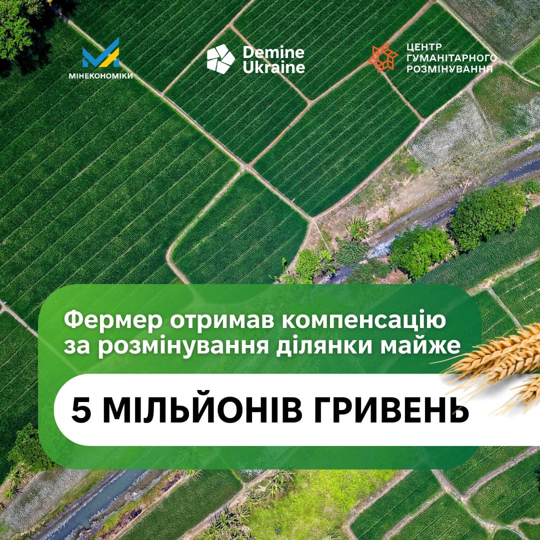 Компенсація за розмінування: фермер з Херсонщини отримав 5 млн гривень